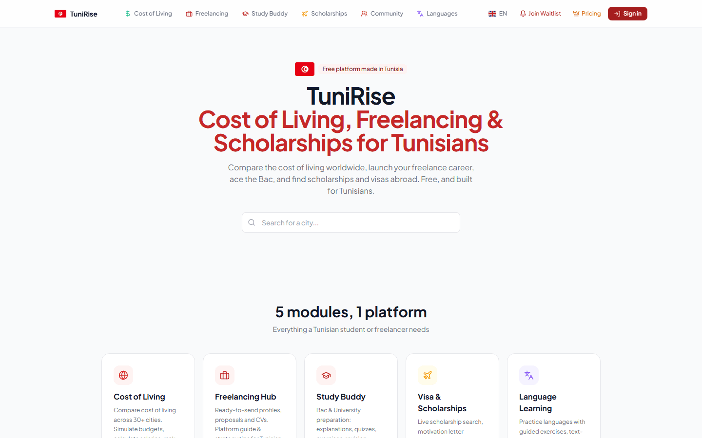 TuniRise student and freelancer platform